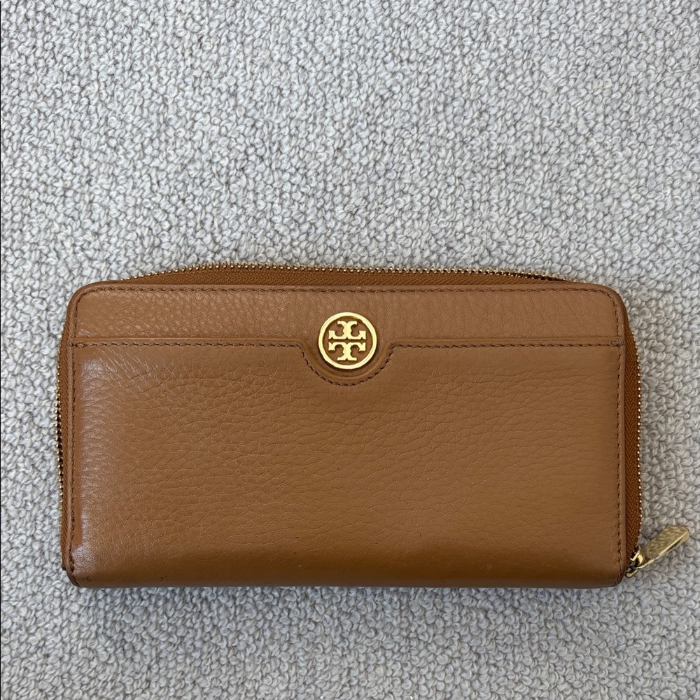 Tory Burch Tan Leather Zip Wallet